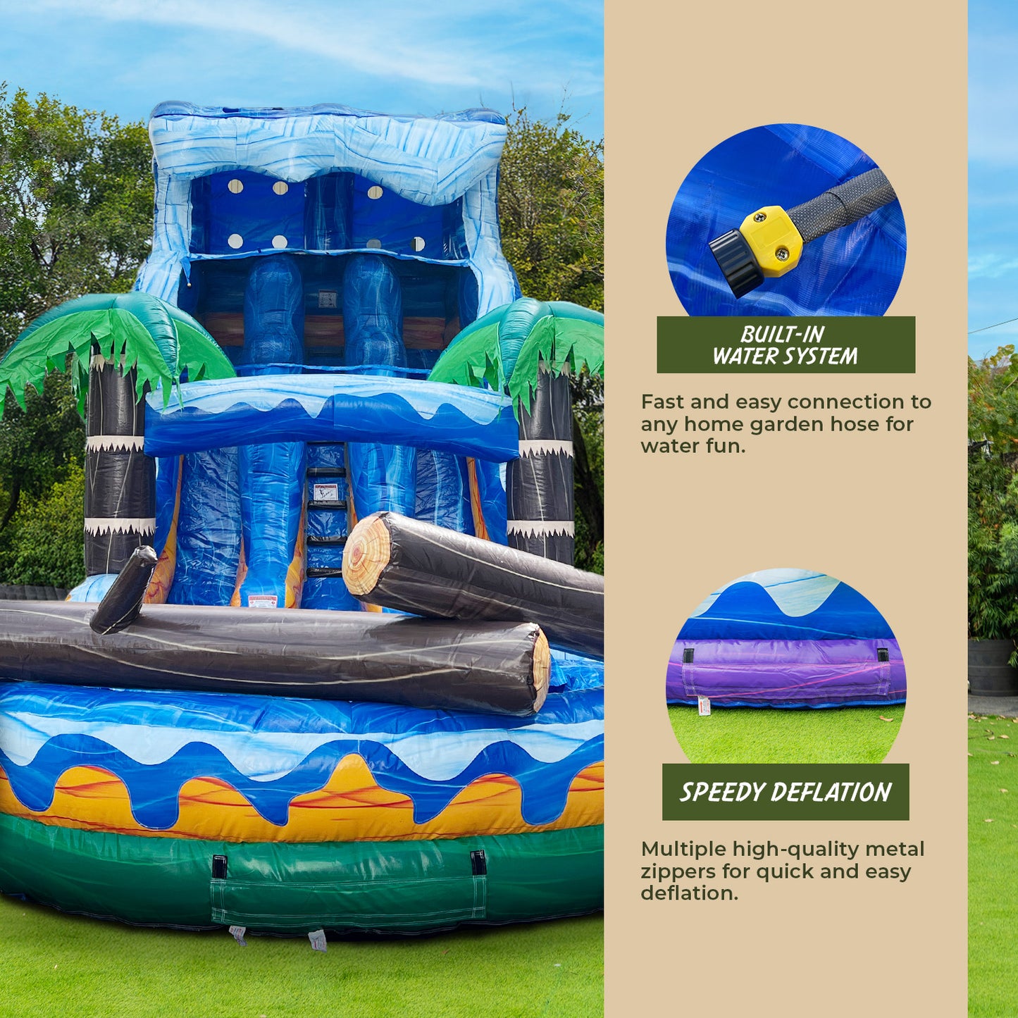 
                  
                    Commercial Grade Jungle Falls 17' Water Slide with detachable pool
                  
                